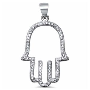 Trendy! Cubic Zirconia Hand of Hamsa .925 Sterling